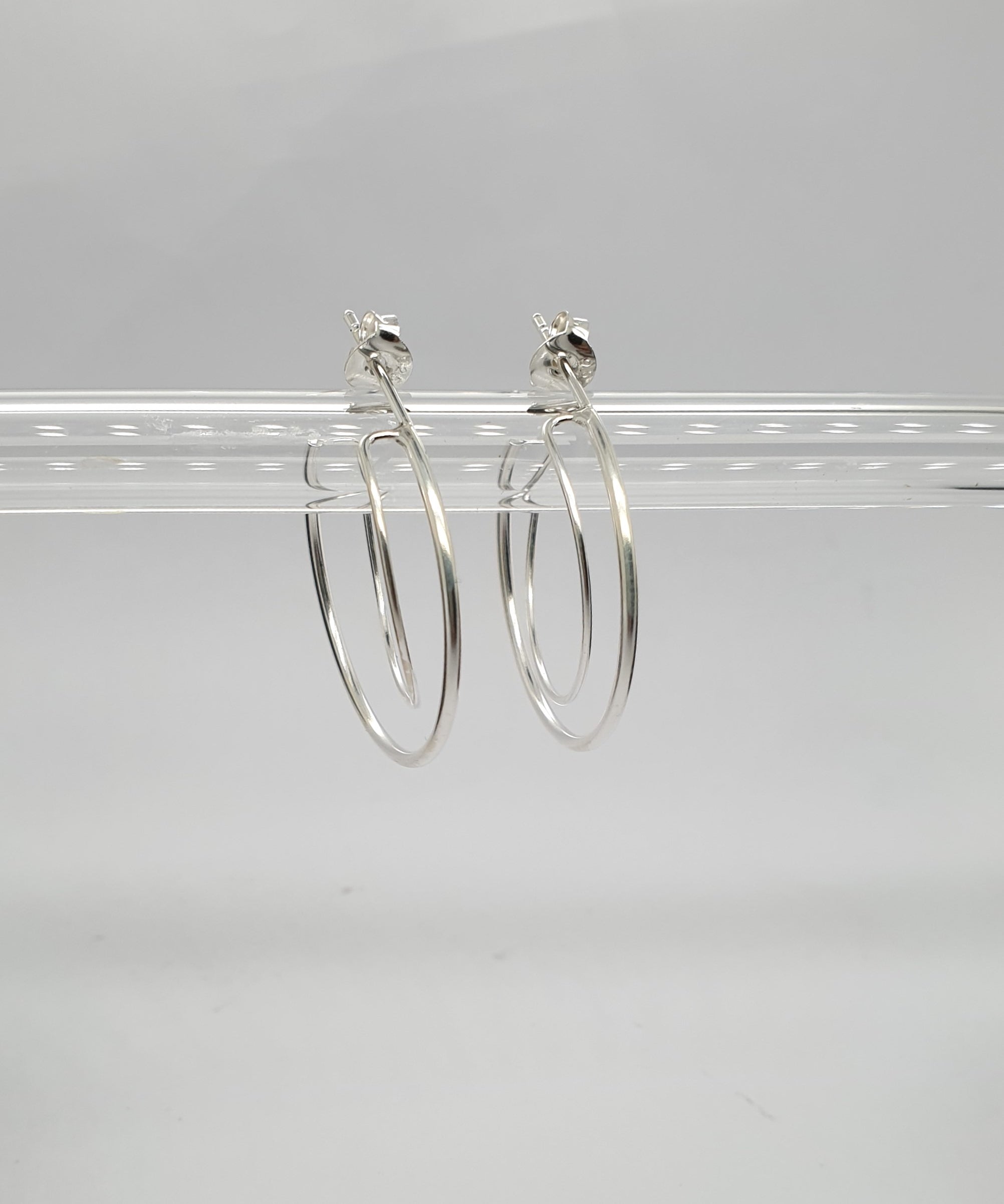 Double Hoop Silver Earring image 0
