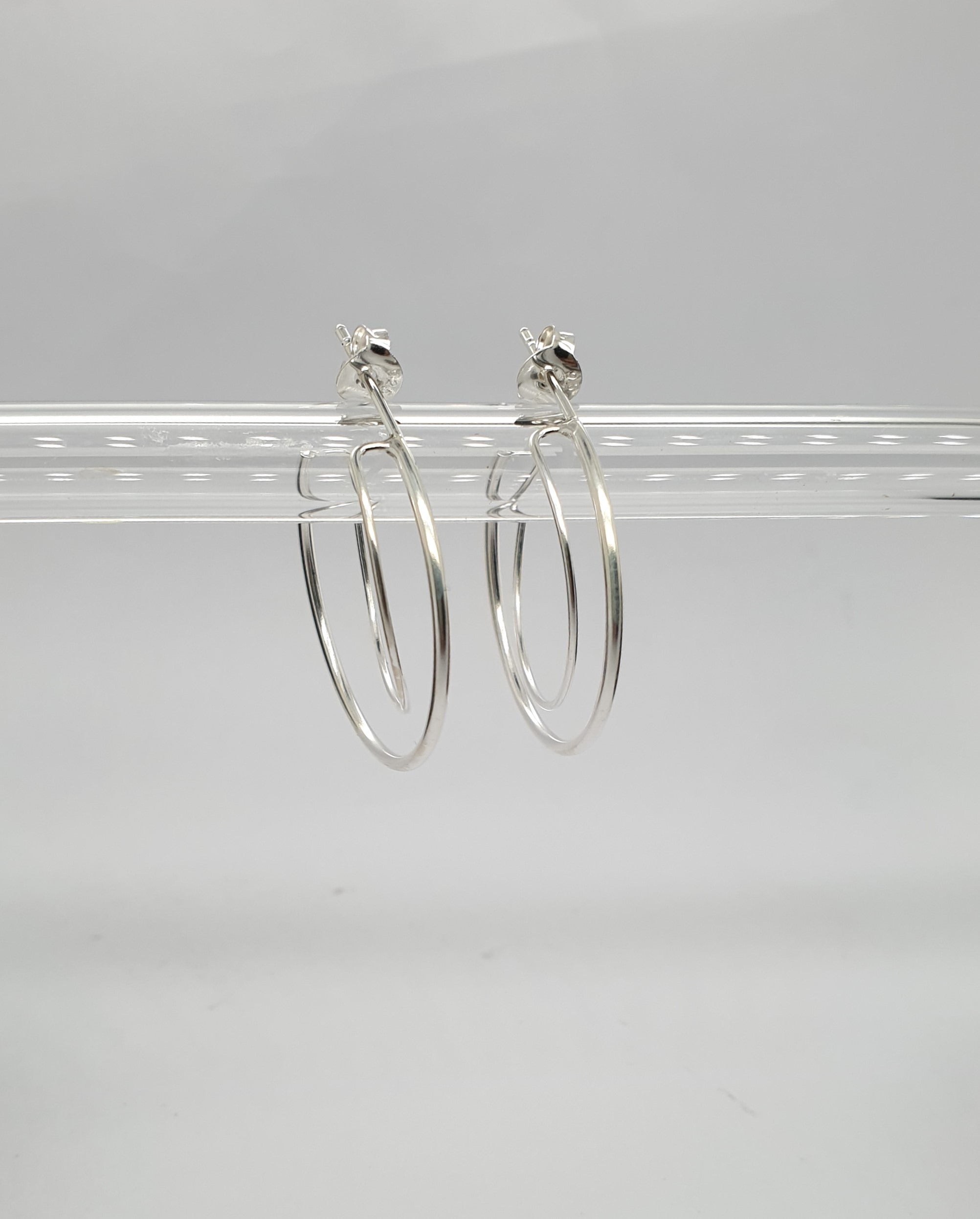 Double Hoop Silver Earring image 0