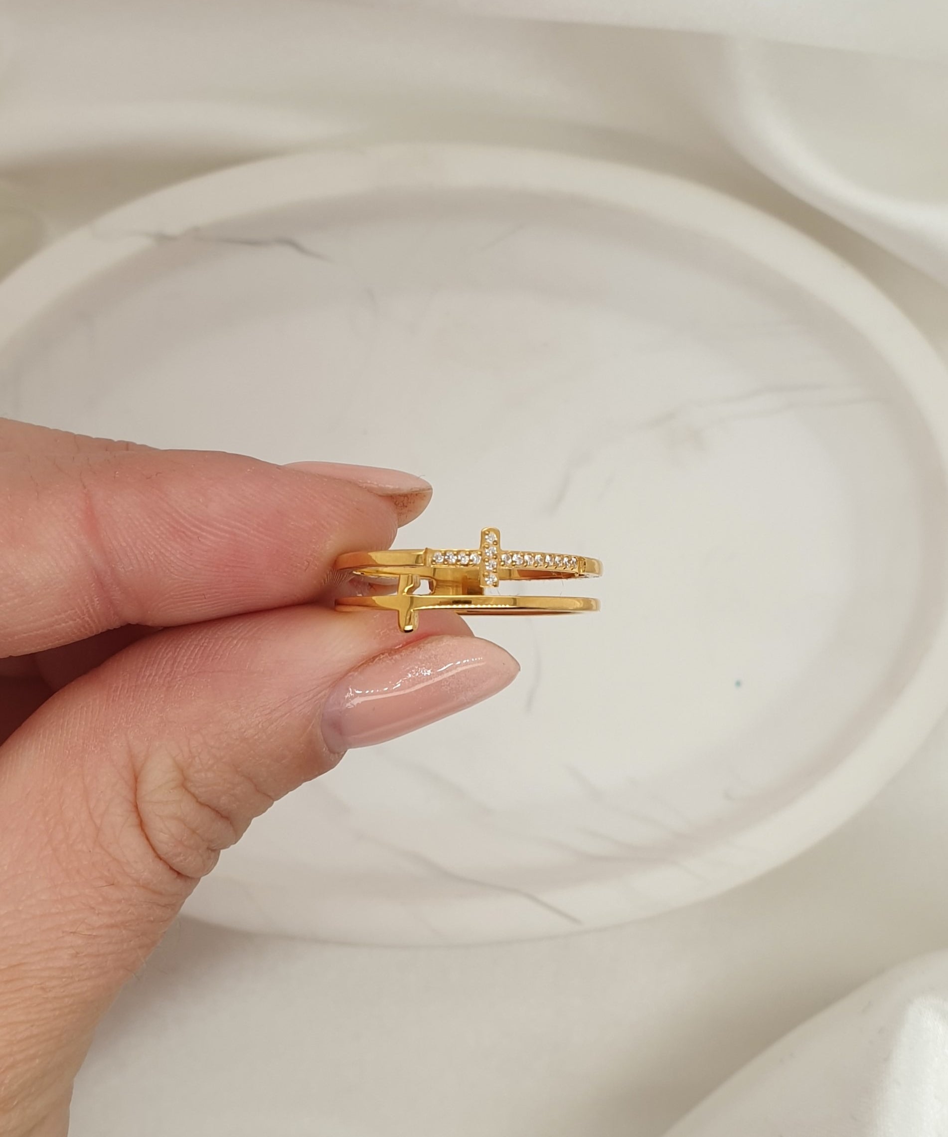 Double Cross Gold Ring image 0