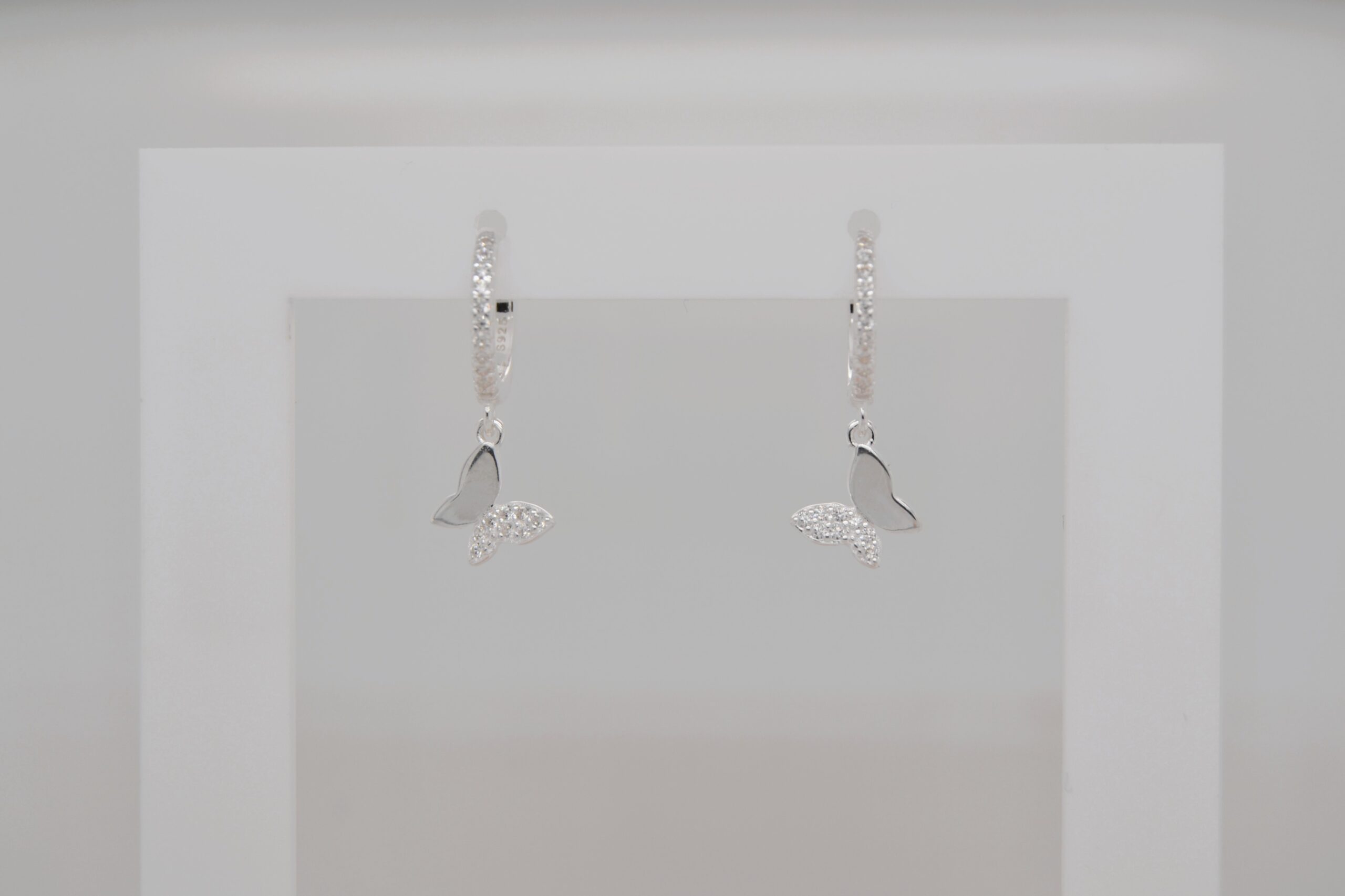 Bling Hanging Butterfly Earrings - Clear image