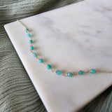 Natural Stone Silver Anklet - Blue Apatite image
