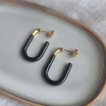 Rectangle Dip Gold Earrings - Black image