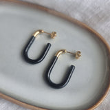 Rectangle Dip Gold Earrings - Black image