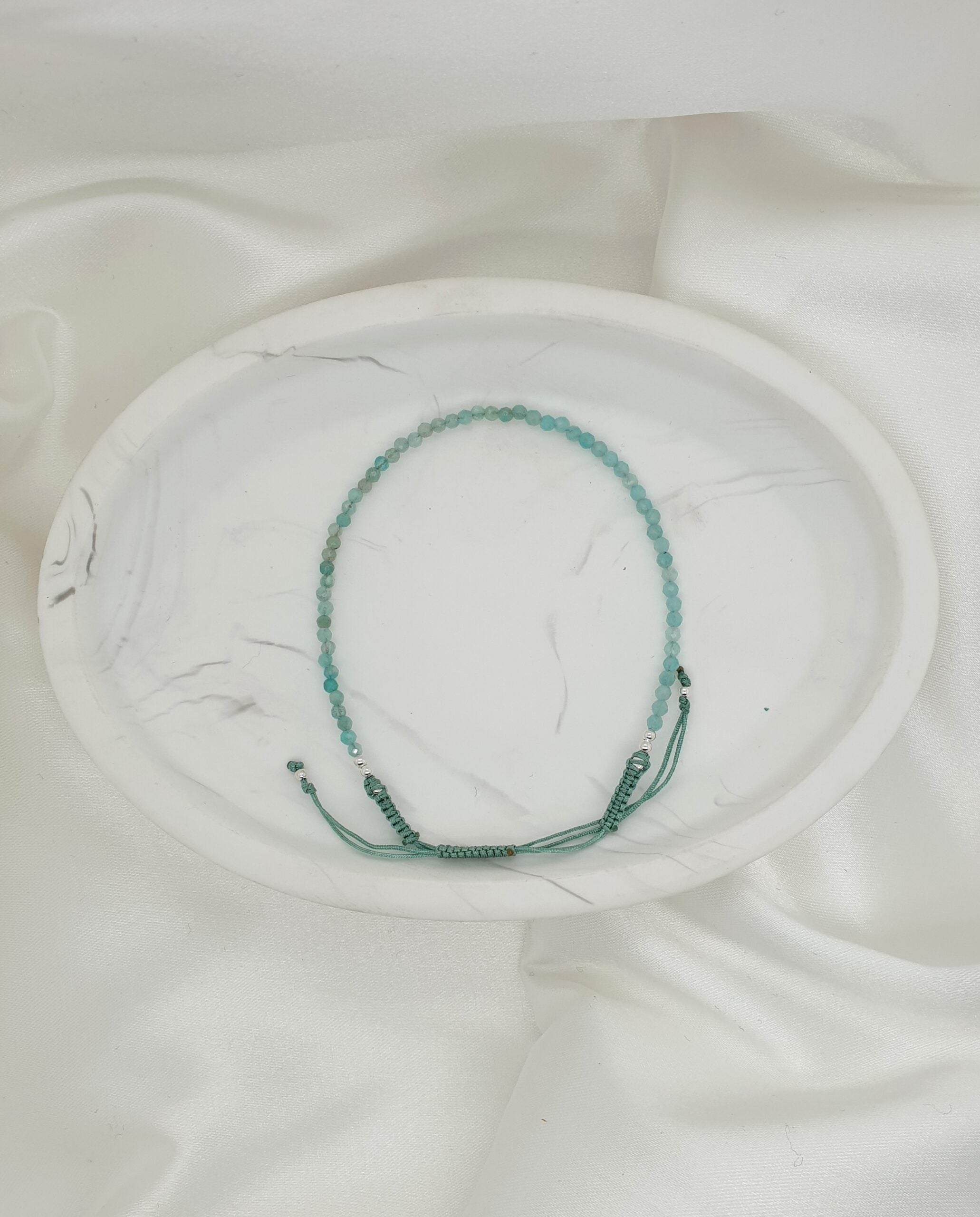 Natural Stone Adjustable Bracelet - Blue Apatite image
