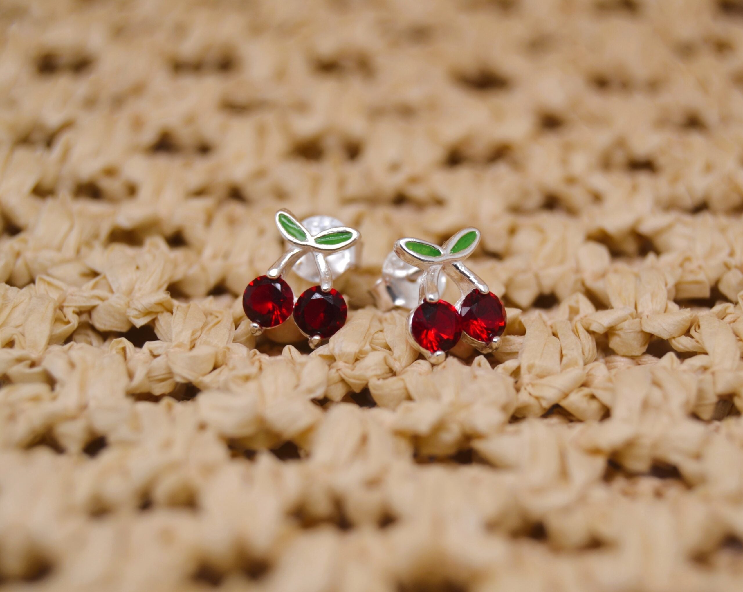 Bling Cherry Studs image 0