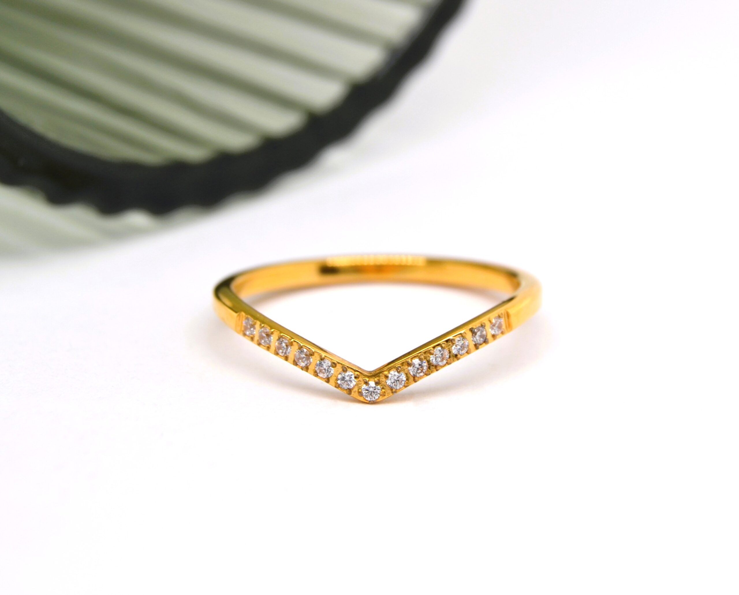 Gold Bling Wishbone Ring image 0