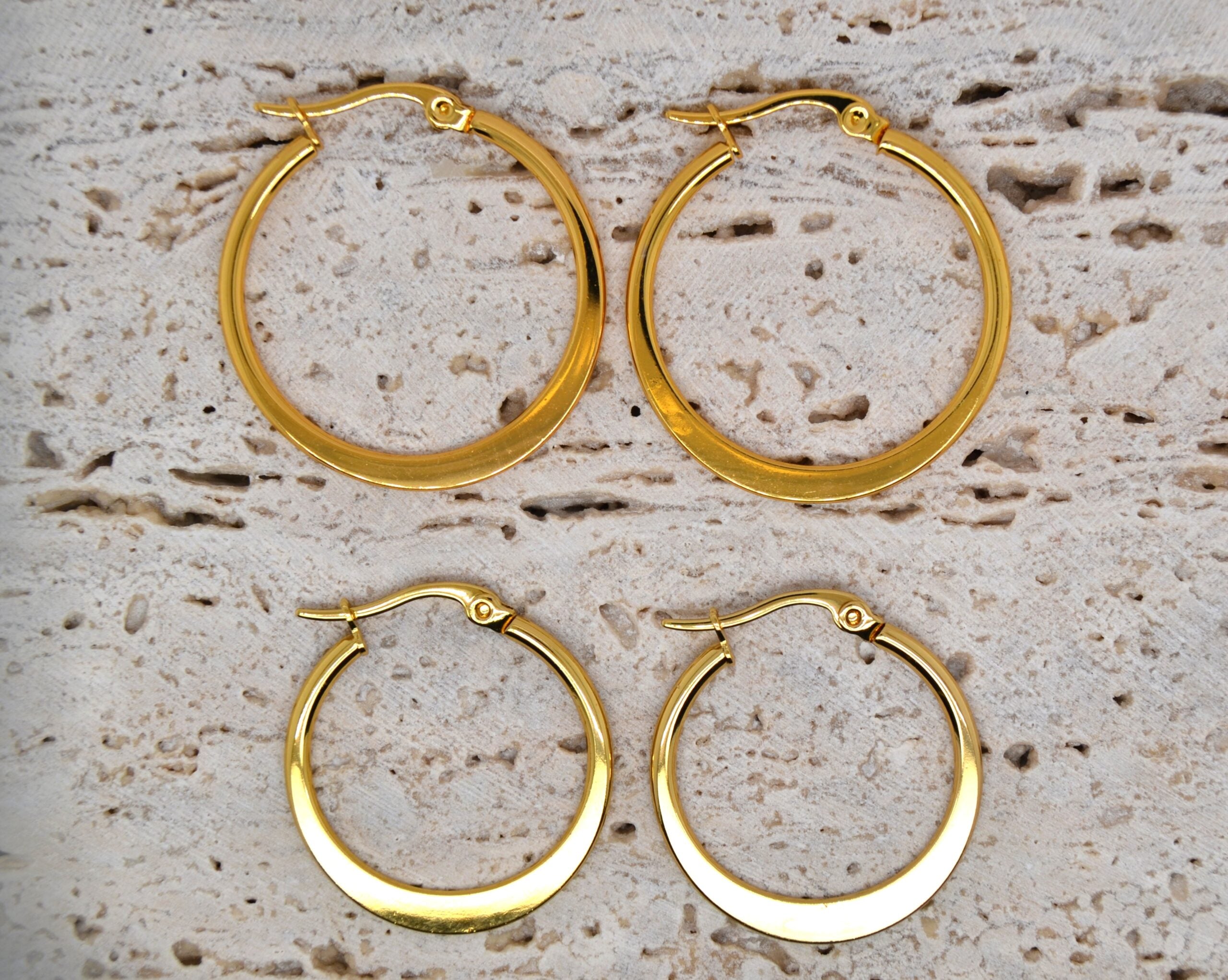 Gold Plated Flat Hoops image 1