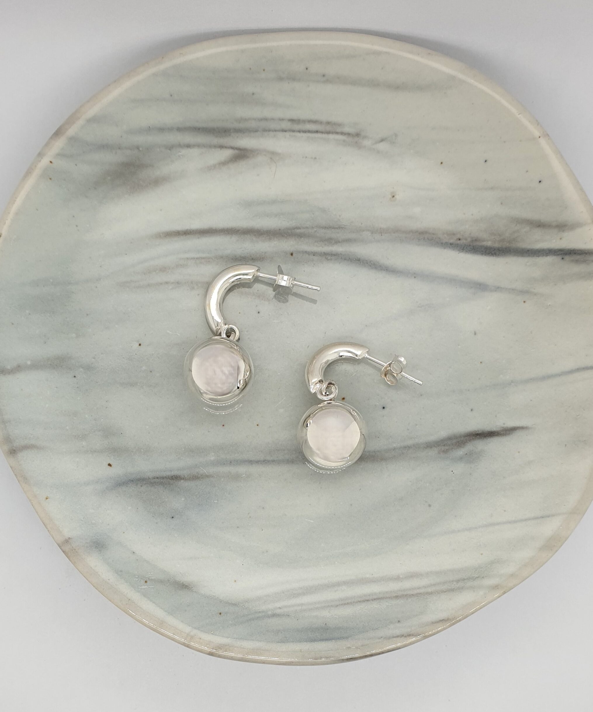 Silver Large Bead Earring image 0