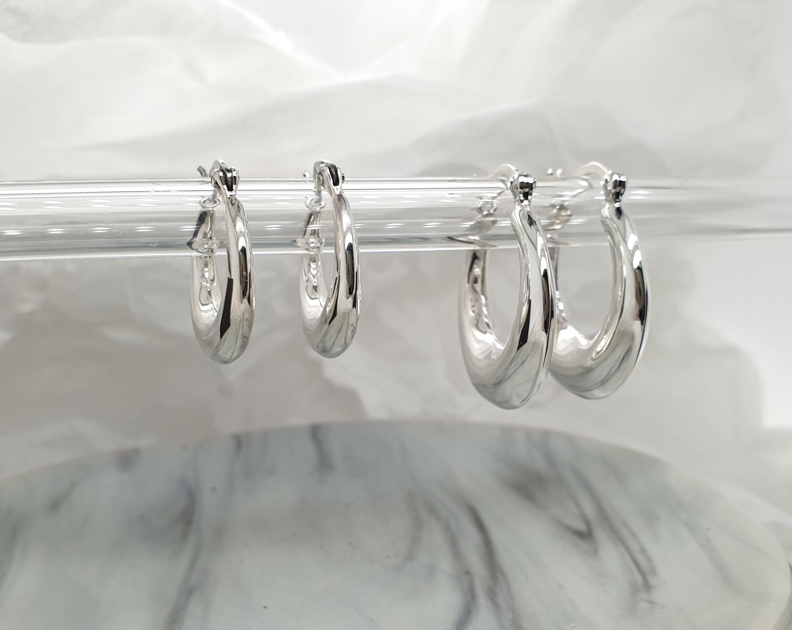 Silver Chunky Hoops image 1