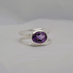 Oval Natural Stone Ring - Amethyst, Q image
