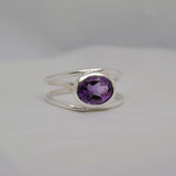 Oval Natural Stone Ring - Amethyst, Q image