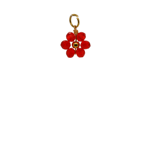 Red Beaded Flower Charm image 0