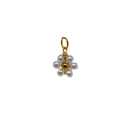Pearl Beaded Flower Charm - Pearl image