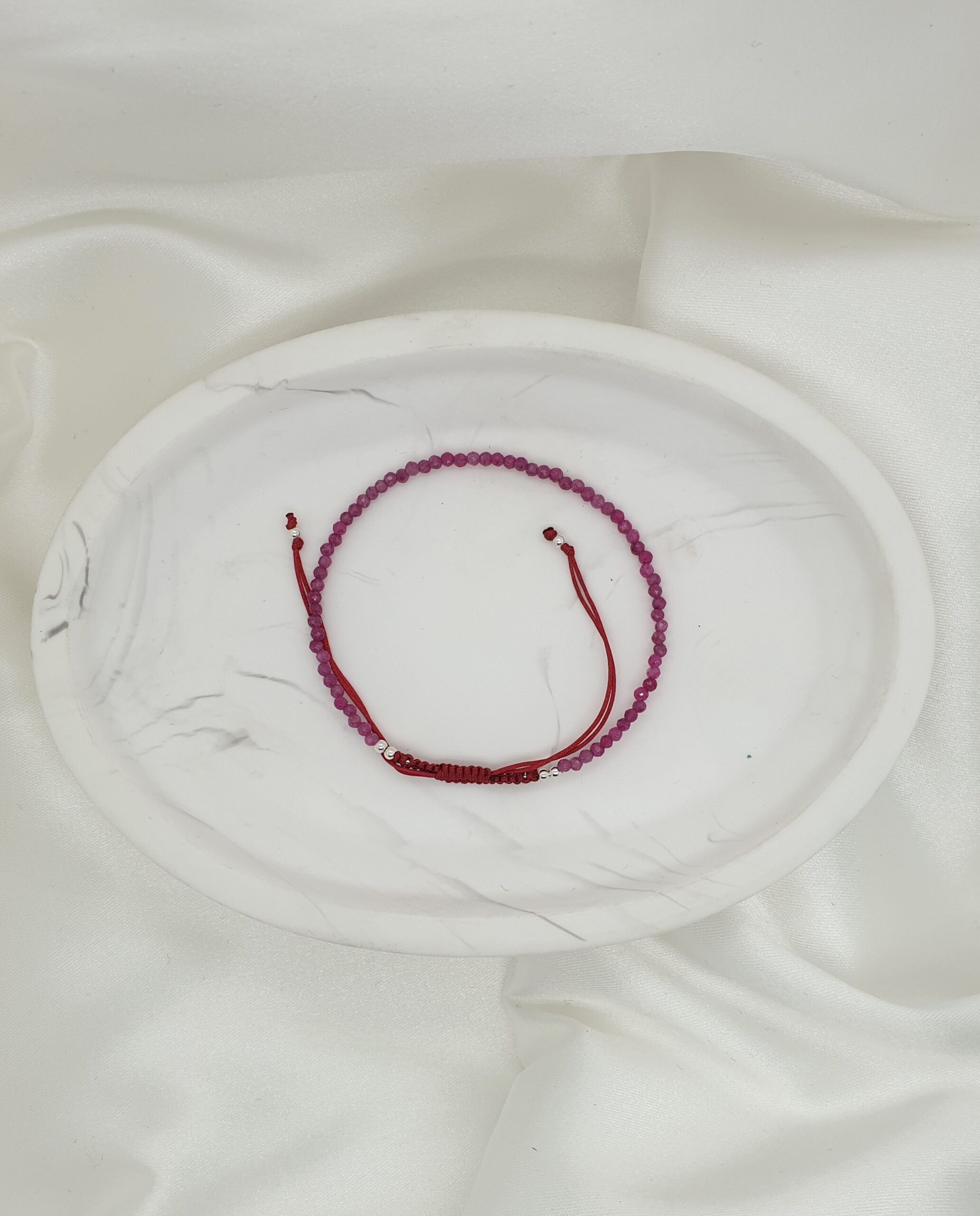 Natural Stone Adjustable Bracelet - Garnet image