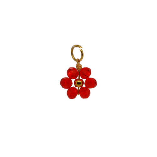 Red Beaded Flower Charm - Red image