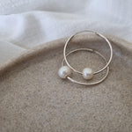 Silver Pearl Hoops image 1