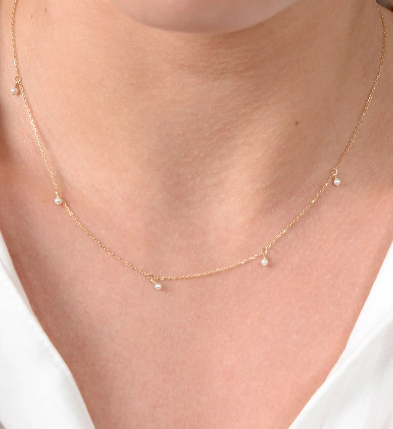The Tiny Pearls Gold Necklace image 0