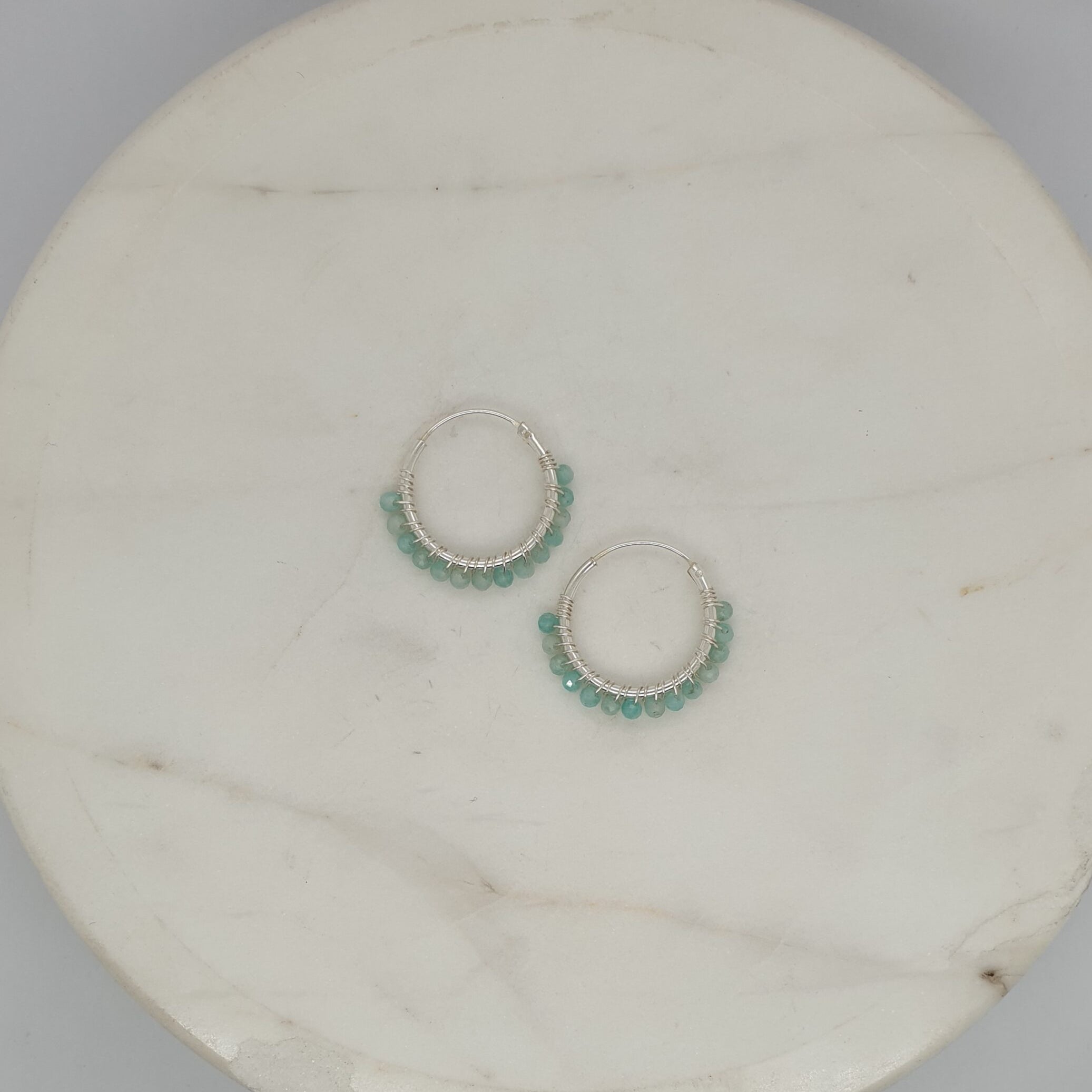 Natural Stone Small Hoops - Blue Apatite image