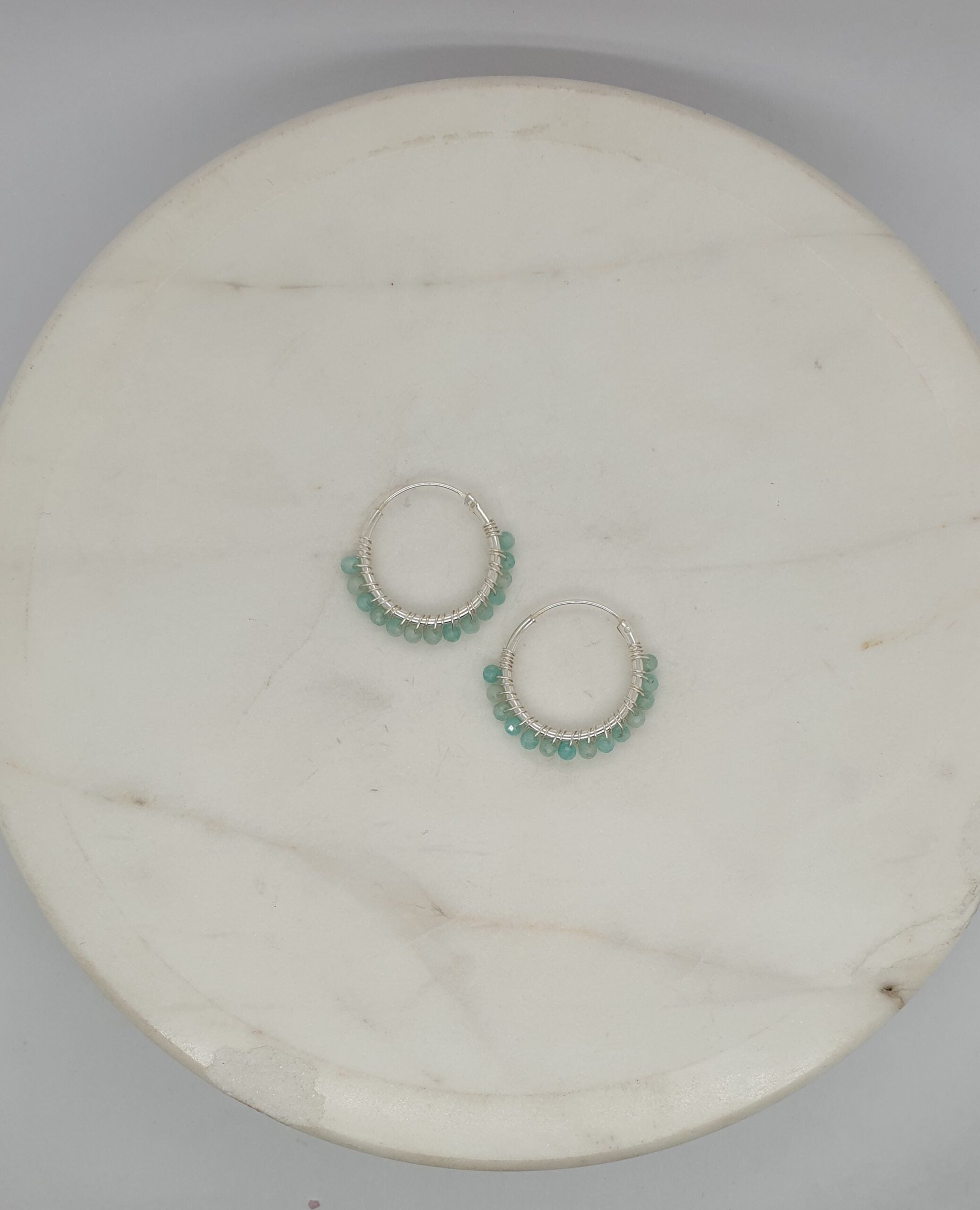 Natural Stone Small Hoops - Blue Apatite image