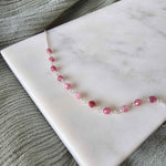 Natural Stone Silver Anklet - Pink image