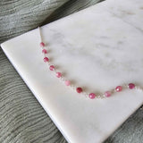 Natural Stone Silver Anklet - Pink image