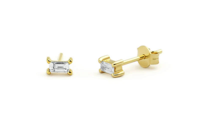 The Stud Baguette Moissanite Earrings image 2