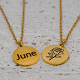 Gold Birth Month and Flower Necklace image 0