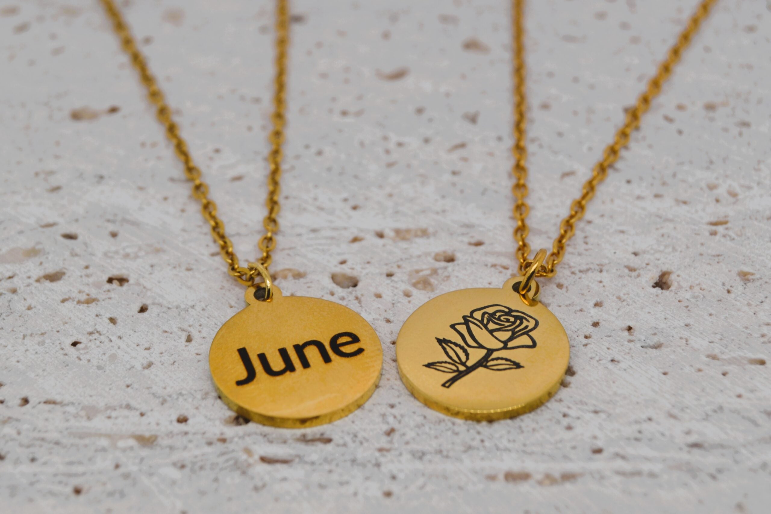 Gold Birth Month and Flower Necklace image 0