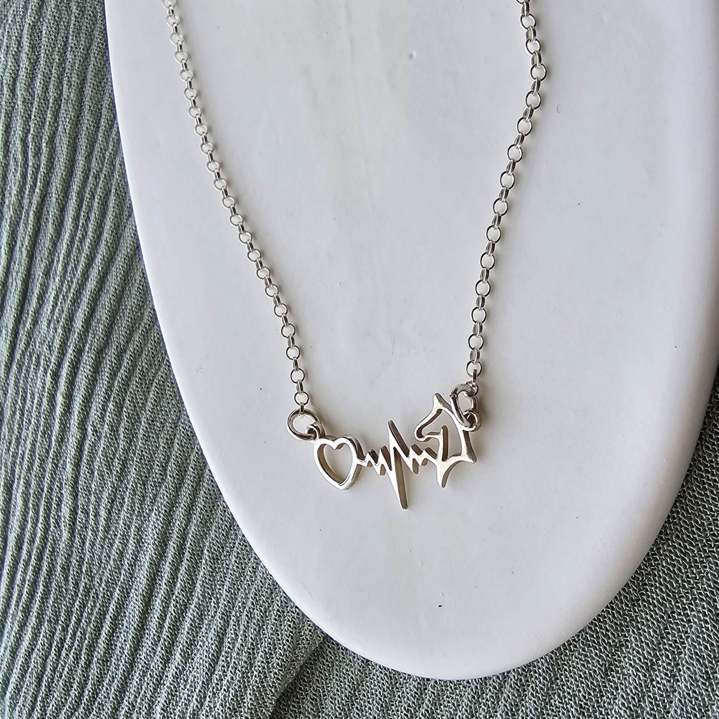 Silver Heartbeat Horse Necklace image 0