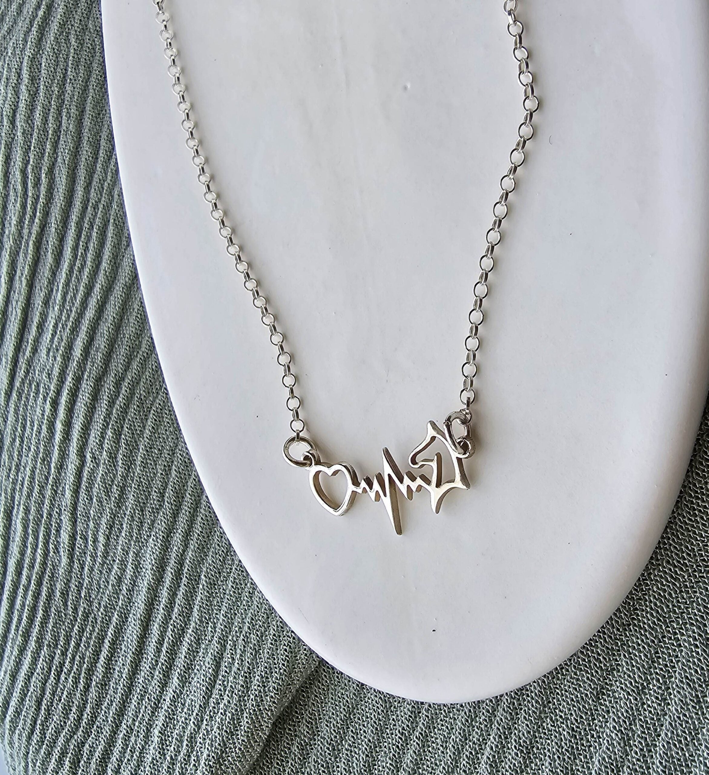 Silver Heartbeat Horse Necklace image 0