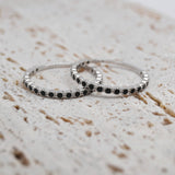 Dainty Black Silver Ring image 0