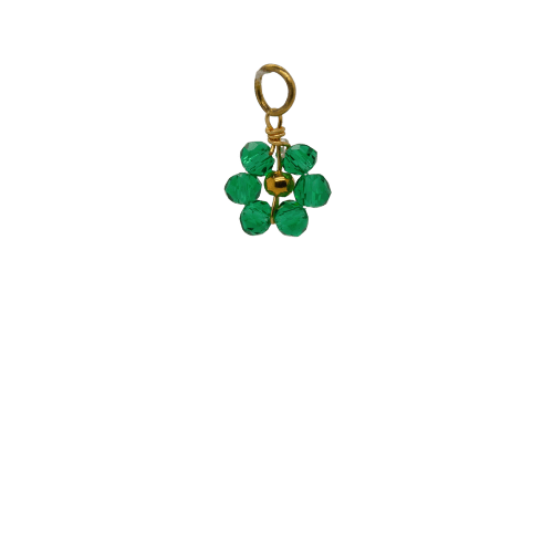 Green Beaded Flower Charm image 0
