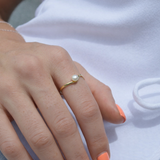 Wavy Gold Pearl Ring