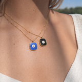 Square Gold Evil Eye Necklace