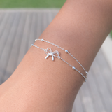 Double Layered Silver Bow Bracelet
