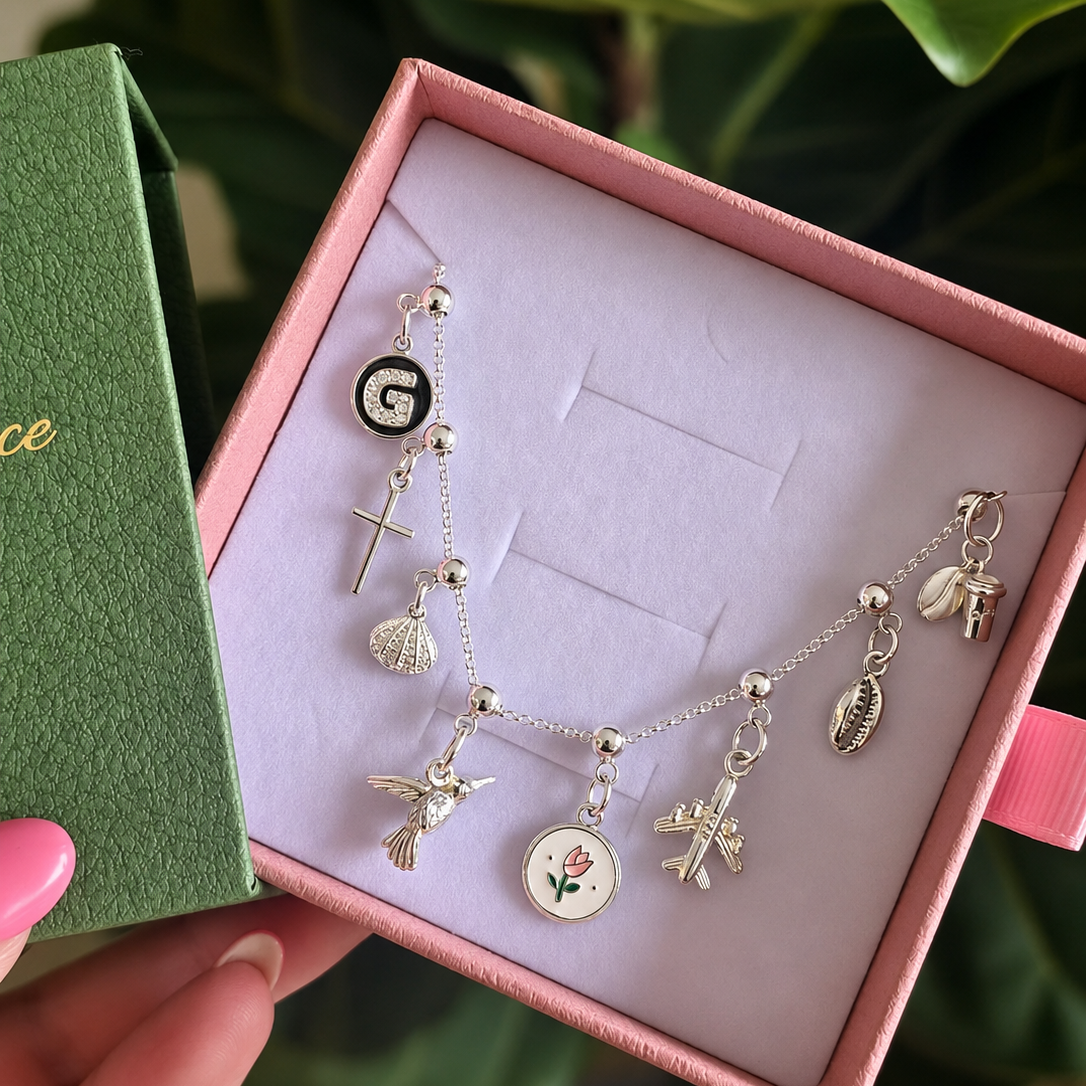 Silver slide charm necklace