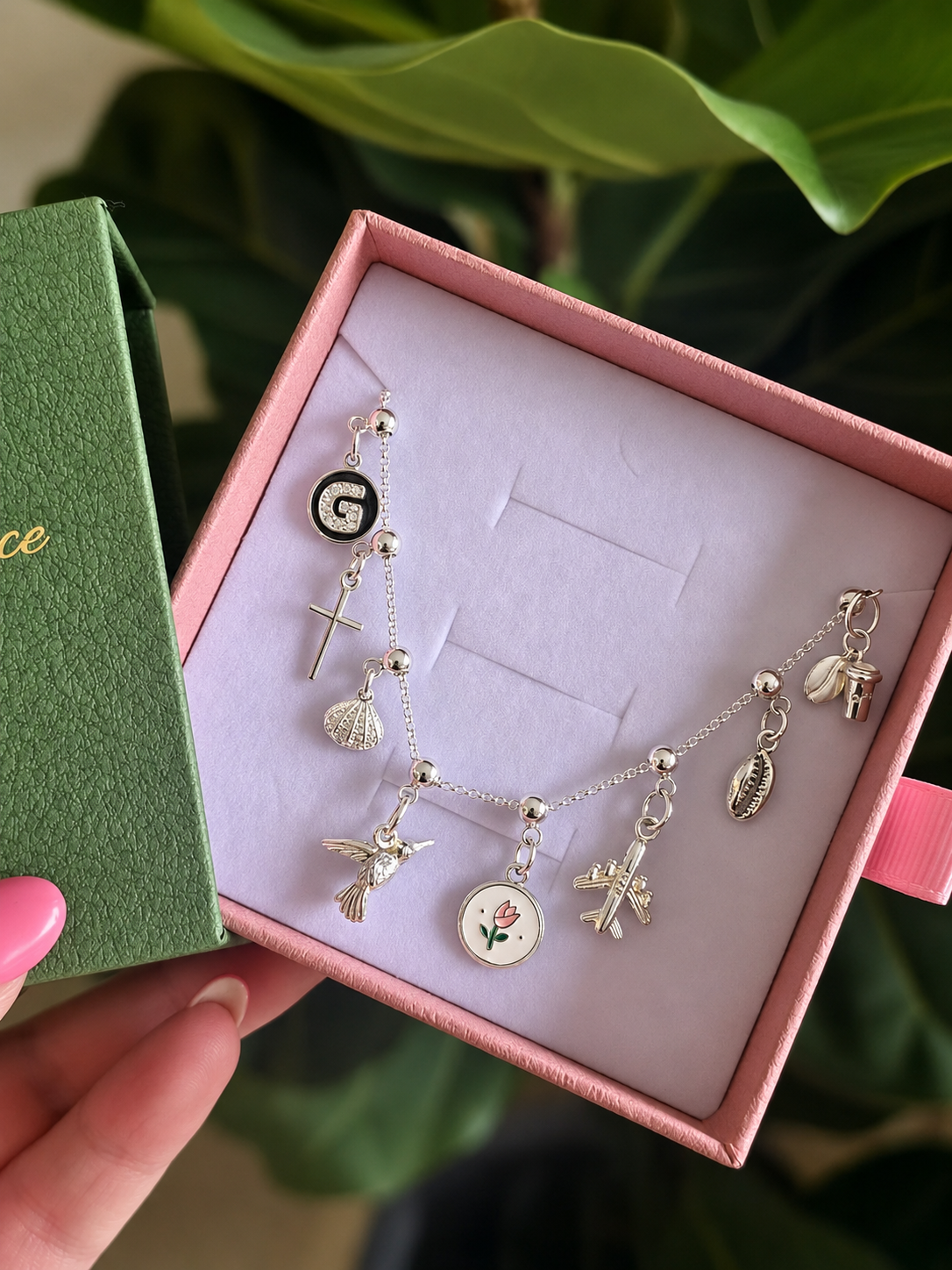 Silver slide charm necklace