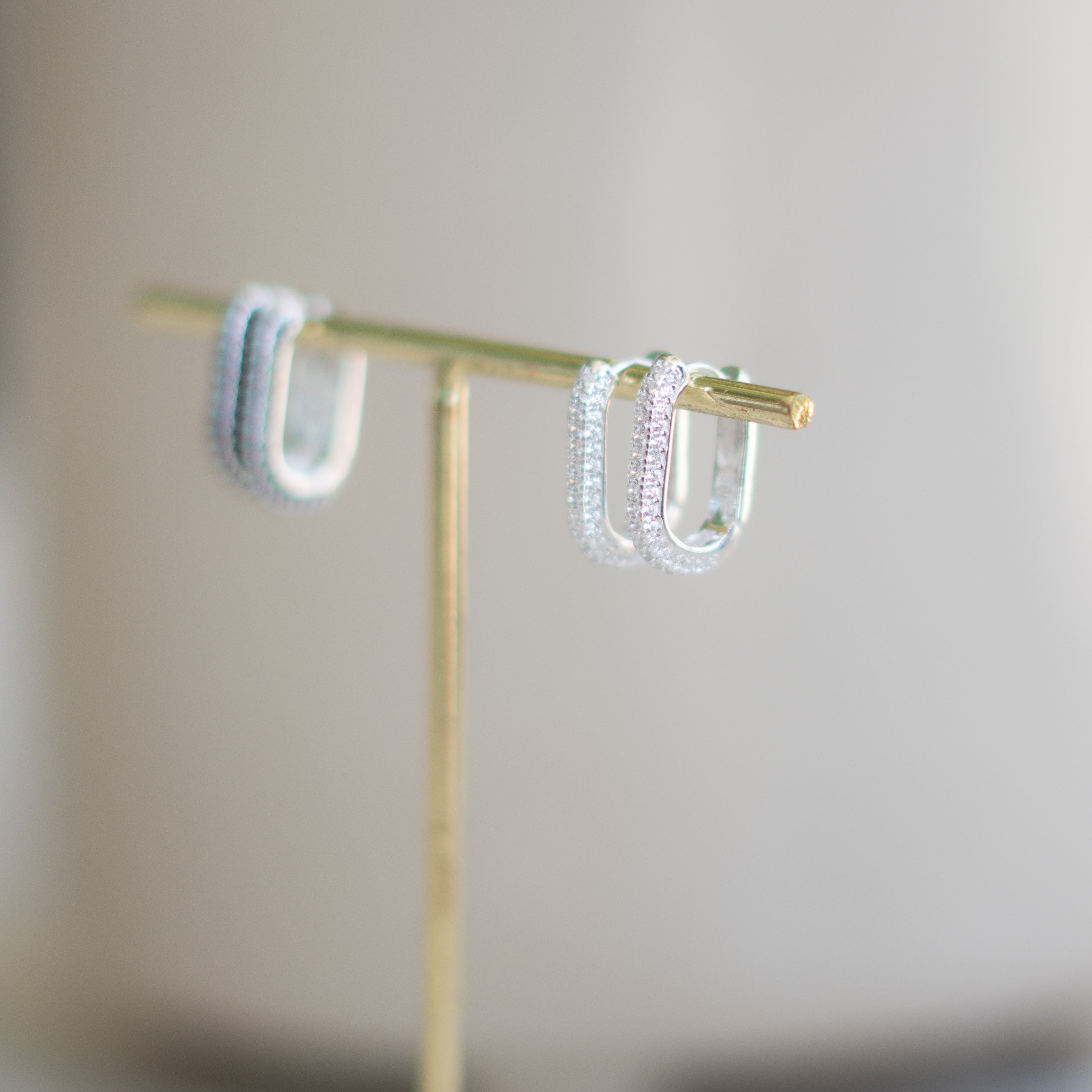 Cz Rectangle Hoops