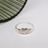 Silver Heart Signet Ring