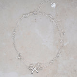 Double Layered Silver Bow Bracelet