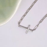 Silver Paperclip Cross Necklace
