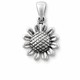 Silver Sunflower Charm