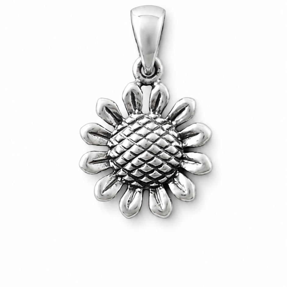 Silver Sunflower Charm