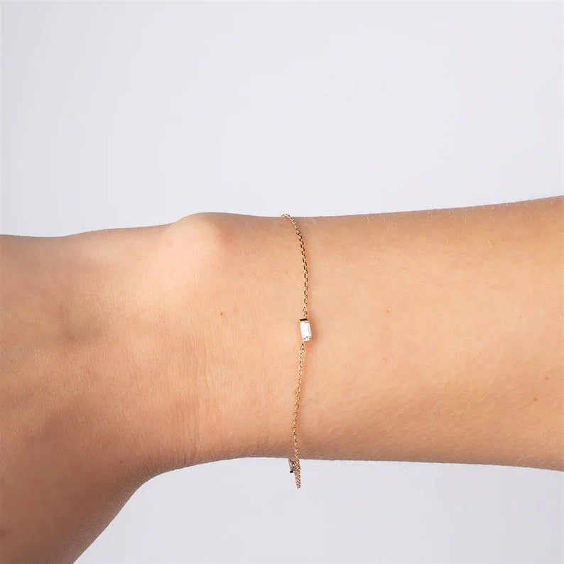 The Minimalist Baguette Moissanite Bracelet image 1