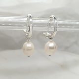 Silver Modern Pearl Earrings image 0