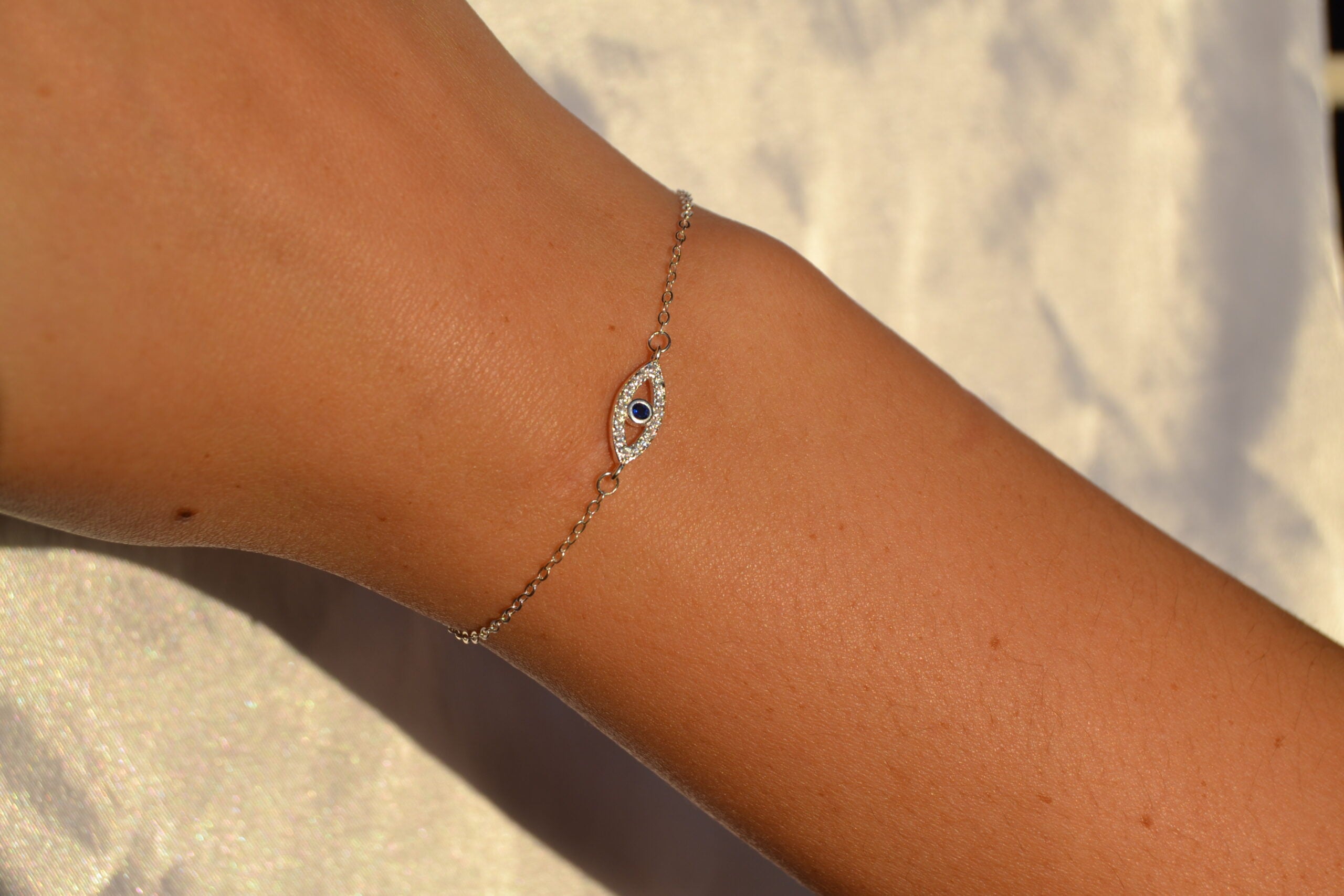 Silver Evil Eye Bracelet image 1