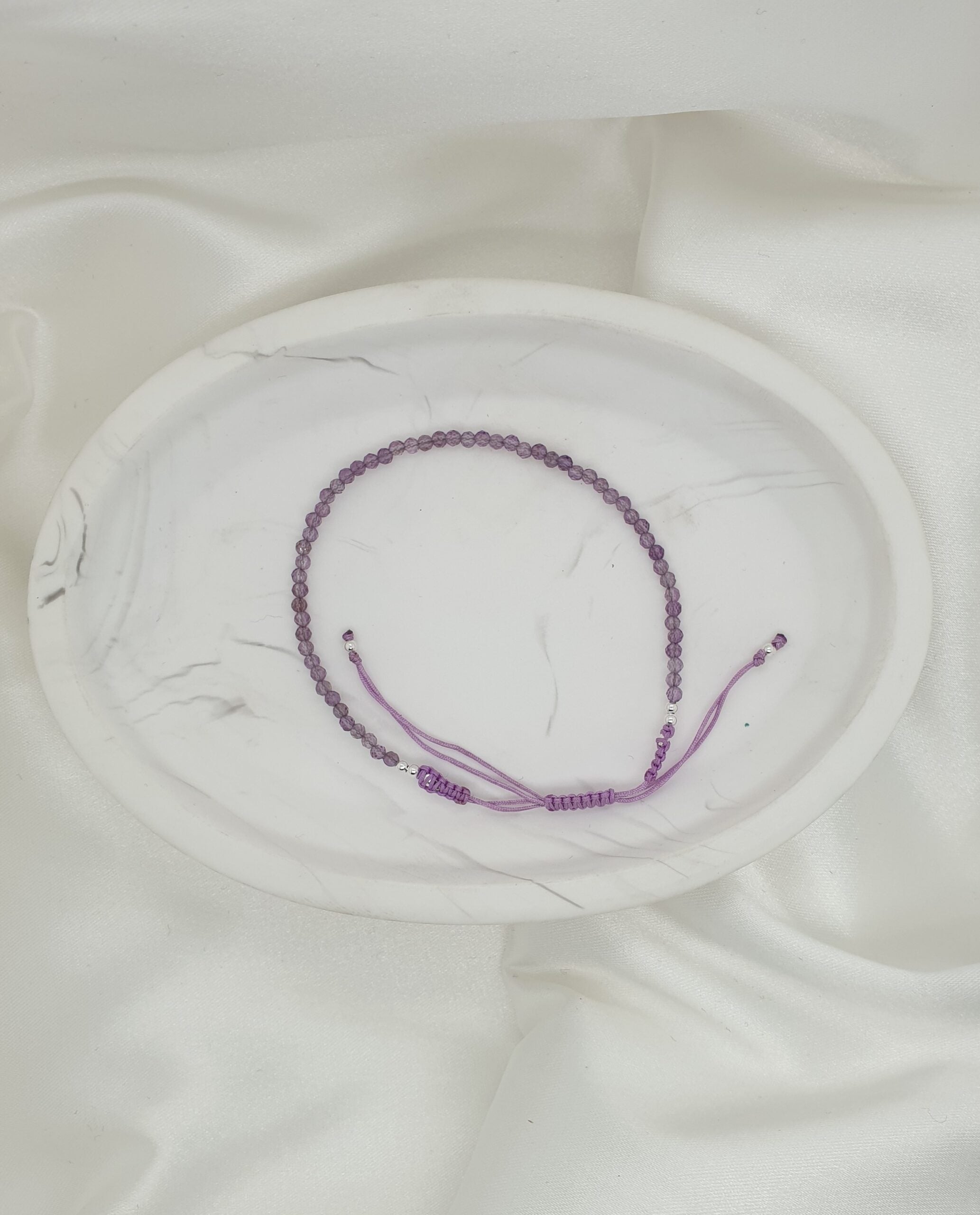 Natural Stone Adjustable Bracelet - Amethyst image