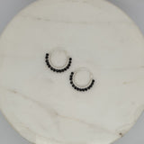 Natural Stone Small Hoops - Black Spinel image