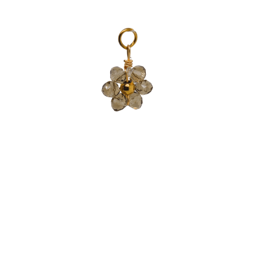 Grey Beaded Flower Charm image 0