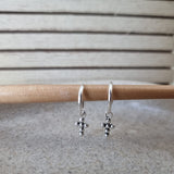 Silver Tiny Cross Earrings image 0